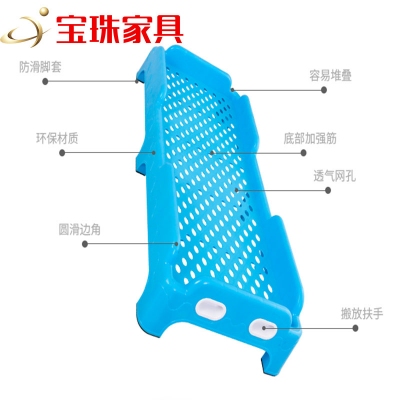 宝珠幼儿园全塑料床幼儿园注塑一体叠叠床幼儿园儿童午睡床托管专用床